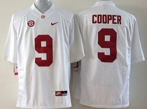 Crimson Tide #9 Amari Cooper White SEC Patch Stitched Youth NCAA Jersey